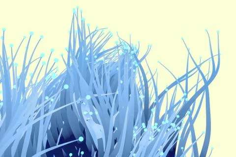 Blue growing lines and points, 3d rendering. イラスト素材