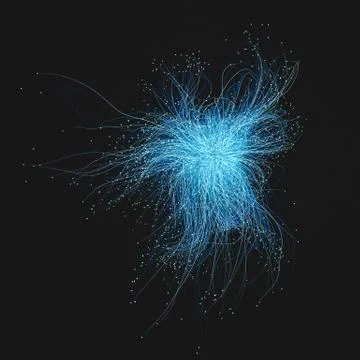Blue growing lines and points, 3d rendering. 스톡 일러스트