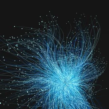 Blue growing lines and points, 3d rendering. Stock Illustration