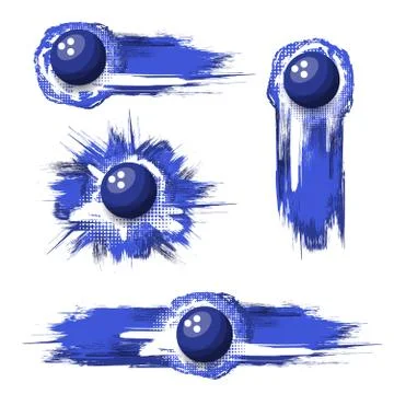 Blue grunge bowling set background Stock Illustration