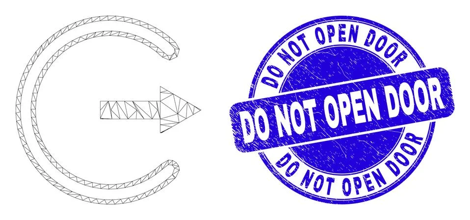 Blue Grunge Do Not Open Door Seal and Web Carcass Log Out Stock Illustration