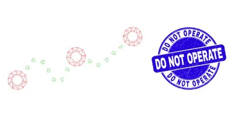 Blue Grunge Do Not Operate Stamp and Web Carcass Dotted Chart Stock Illustration