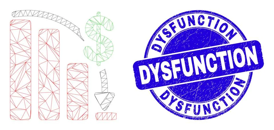 Blue Grunge Dysfunction Stamp and Web Mesh Financial Epic Fail Chart 스톡 일러스트