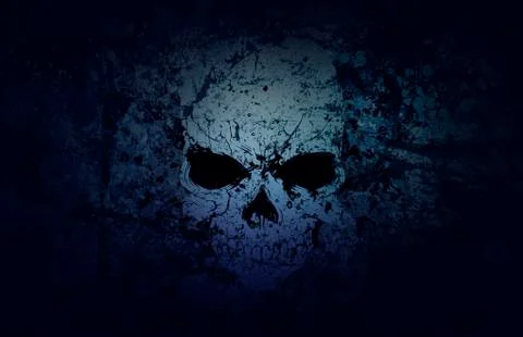 Blue grunge skull dark background Иллюстрация