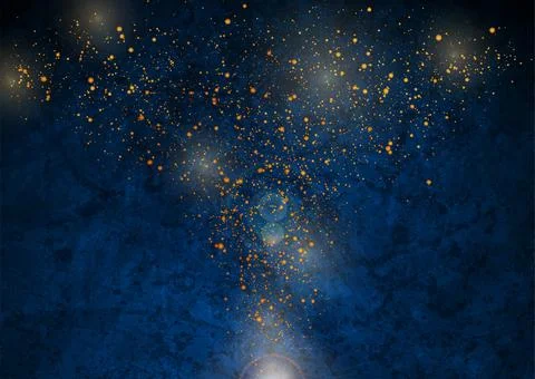 Blue grunge texture background with shiny golden particles Ilustración de archivo