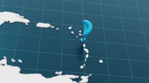 Blue Guadeloupe 3d map with pointer pin surrounded with other countries in white Stock Footage 317497477