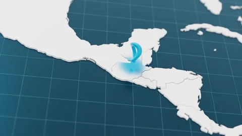 Blue Guatemala 3d map with pointer pin surrounded with other countries in white Stock Footage 315899767