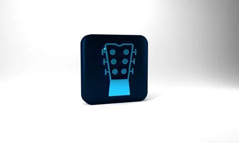 Blue Guitar neck icon isolated on grey background. Acoustic guitar. String Stock Illustration