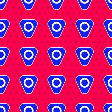 Blue Guitar pick icon isolated seamless pattern on red background. Musical Stock Illustration