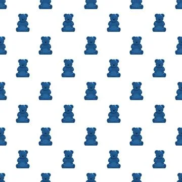 Blue gummy bear candy seamless pattern creating texture 库存插图