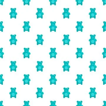 Blue gummy bear candy seamless pattern background 库存插图