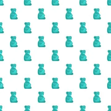Blue gummy bear candy seamless repeating pattern Stock Illustration