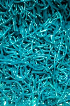 Blue Gummy Candy Worms Macro Background Stock Photos