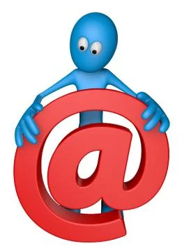 Blue guy is holding email alias - 3d illustration Stock Illustration
