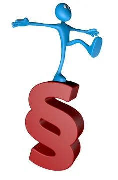 Blue guy on paragraph symbol - 3d illustration Stock Illustration