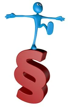Blue guy on paragraph symbol - 3d illustration Stock-Illustration