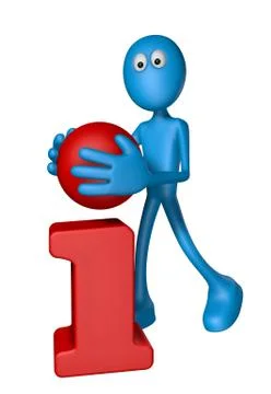 Blue guy with point of letter i in his hand - 3d illustration イラスト素材