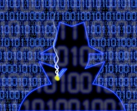 Blue hacker silhouette with cigarette Stock-Illustration
