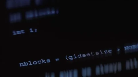 Blue hacker text code appearing on screen, macro view Stock Footage 292448516