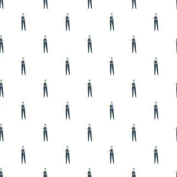 Blue haired mechanic worker presenting concept pattern イラスト素材
