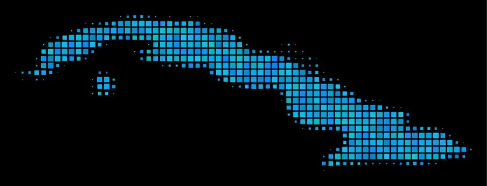 Blue Halftone Cuba Map Stock Illustration