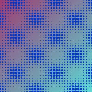Blue Halftone Dot Pattern on Vibrant Pink and Cyan Gradient Background, Abs.. 库存插图