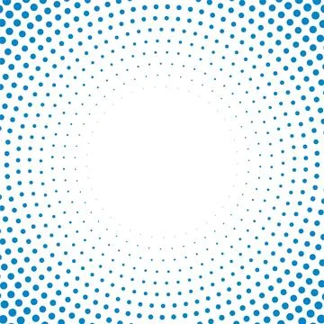 Blue halftone radial dot frame pattern on white background vector illustratio Иллюстрация