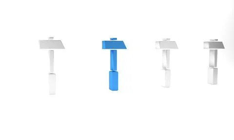 Blue Hammer icon isolated on white background. Tool for repair. Minimalism .. 스톡 일러스트