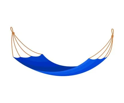 Blue hammock on a clothesline. Vector illustration on white background. Stock Illustration