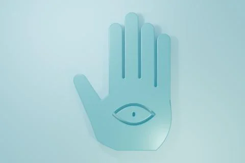 Blue Hamsa hand icon isolated on blue background. Hand of Fatima - amulet, .. Stock Illustration