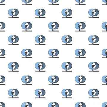 Blue hamster wheel pattern repeating on white background Stockillustratie