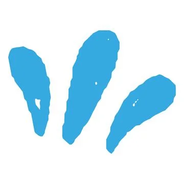 Blue hand drawn crayon three leaf or petal shape, chalk or pencil texture kids Stock Illustration