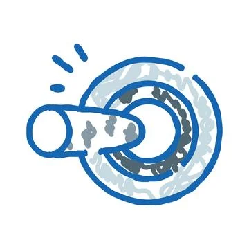 Blue hand drawn doorbell button ringing notification Stockillustratie