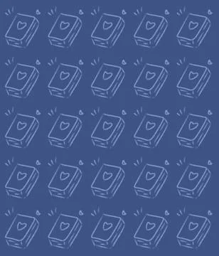 Blue Hand Drawn Notebook Doodle Pattern Stock Illustration
