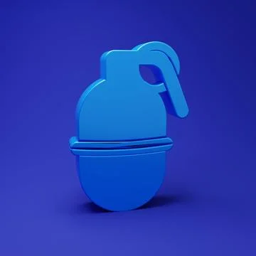 Blue Hand grenade icon isolated on blue background. Bomb explosion. Minimal.. Stock Illustration