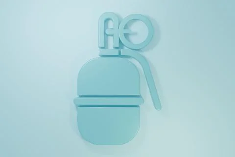 Blue Hand grenade icon isolated on blue background. Bomb explosion. Minimal.. Stock Illustration