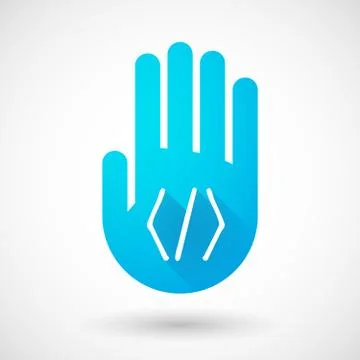 Blue hand icon with a code sign Stock Illustration