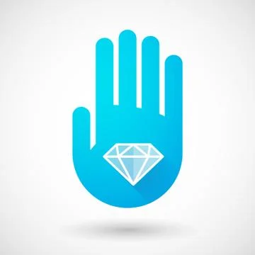 Blue hand icon with a diamond Stock Illustration