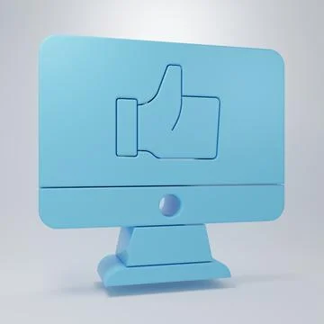 Blue Hand like icon isolated on grey background. Minimalism concept. 3D ren.. Stock Illustration