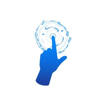 Blue hand icon vector for touch screen interface. Isolated background. Stock Illustration