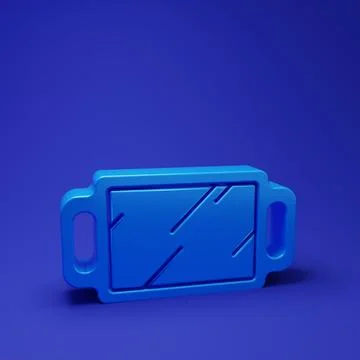 Blue Hand mirror icon isolated on blue background. Minimalism concept. 3D r.. 스톡 일러스트