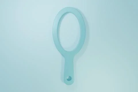 Blue Hand mirror icon isolated on blue background. Minimalism concept. 3D r.. Stock Illustration