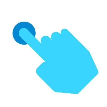 Blue hand pointer cursor arrow. Computer mouse click closed mark 스톡 일러스트