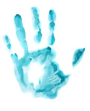 Blue hand print Stock Photos