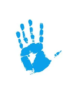 Blue hand-print shape over white background illustration vector Stock Illustration