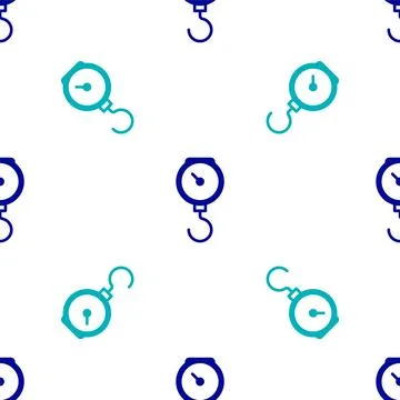 Blue Hand scale spring mechanical icon isolated seamless pattern on white Stock Illustration