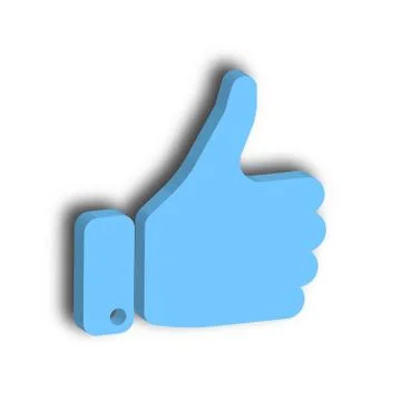 Blue hand with thumb up. Gesture of like, agree, yes, approval or encouragement Stock Illustration