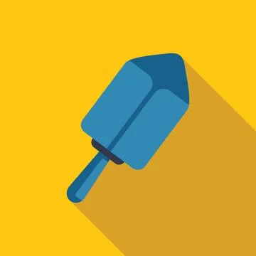Blue hand trowel casting shadow on yellow background Illustration
