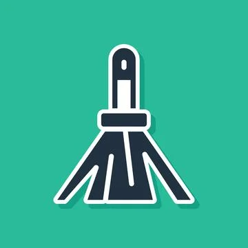 Blue Handle broom icon isolated on green background. Cleaning service concept Illustration