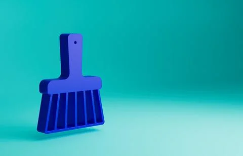 Blue Handle broom icon isolated on blue background. Cleaning service concept Illustration